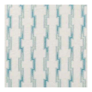 Beacon Hill Vintage Silk Embroidered Hashi Fret in Sky 1.5 Yards For Sale