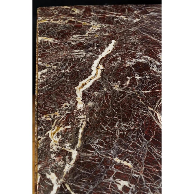 Stone Vintage Rosso Levanto Marble Dining Table | Italian Pedestal Plinth Desk, Four-Seater For Sale - Image 7 of 10