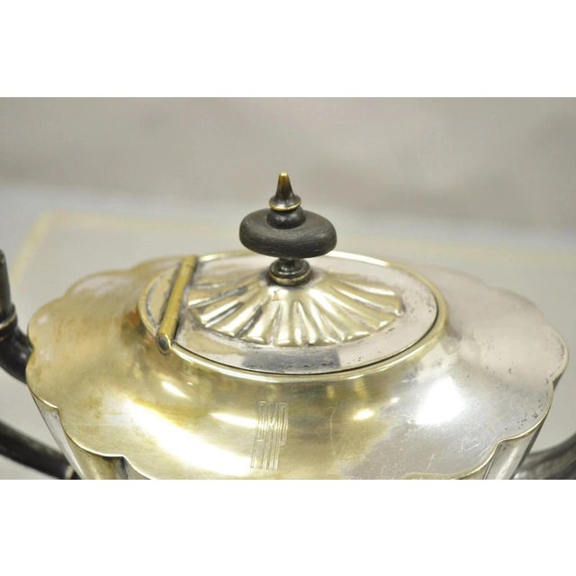 Victorian Antique Victorian l.b.s. Co England Silver Plated "Pmp" Monogram Tea Pot For Sale - Image 3 of 12