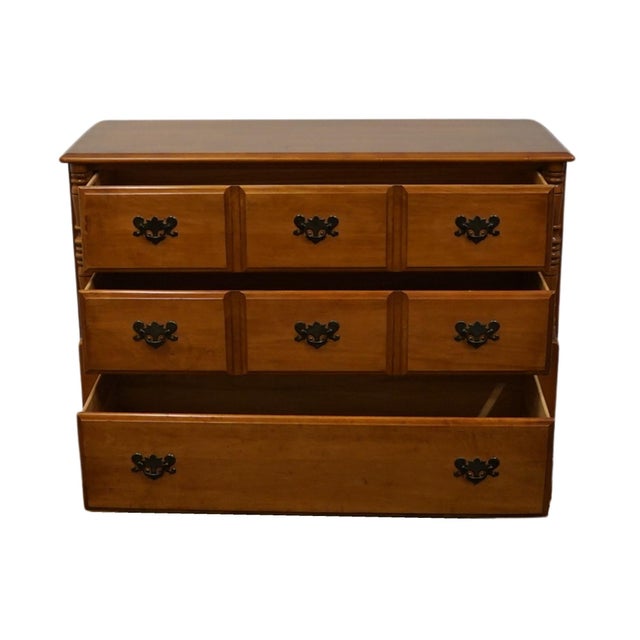 Ballman Cummings of Fort Smith, Ar Solid Maple Early American Colonial Style 44" Three Drawer Dresser For Sale In Kansas City - Image 6 of 12