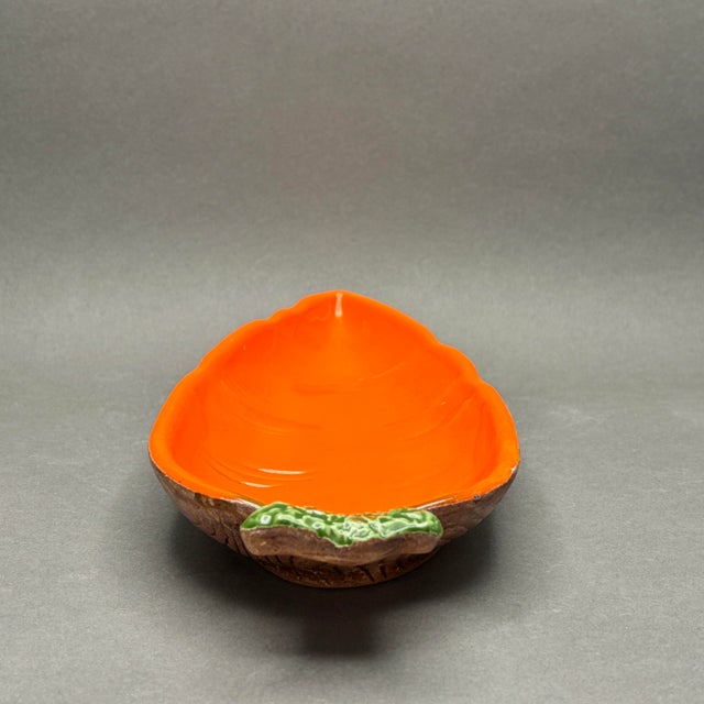 Vintage Ceramic Carrot Serving Dish With Orange Glaze Marked Usa For Sale In New York - Image 6 of 8