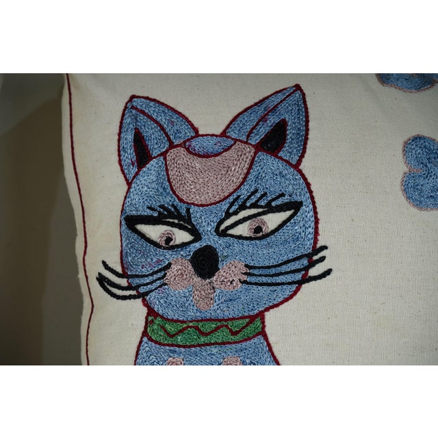 Uzbek Suzani Pillow Cover - A Pair For Sale - Image 4 of 6