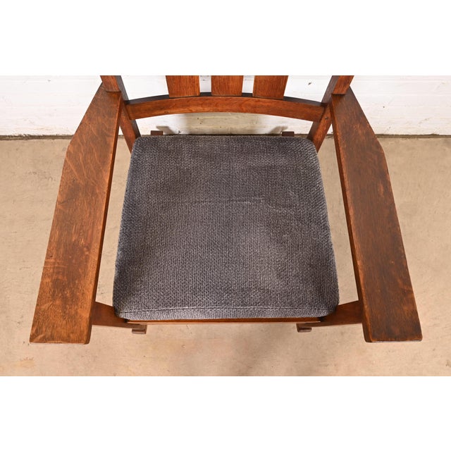 Brown Gustav Stickley Mission Oak Arts & Crafts Rocking Chair, Circa 1910 For Sale - Image 8 of 12