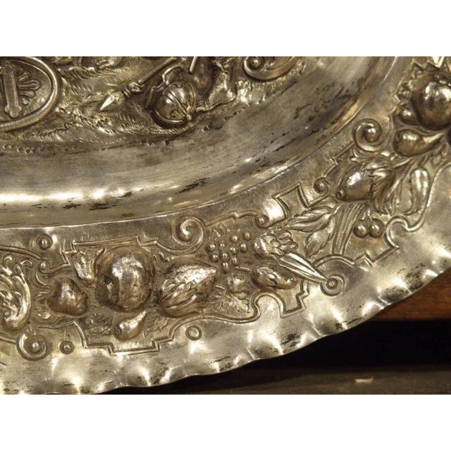 Mid 19th Century Antique German Silver Repoussé Battle Scene Tray, Circa 1850 For Sale - Image 5 of 13