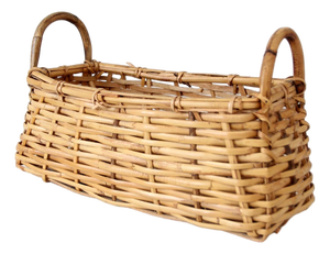 Vintage Wicker Basket With Bentwood Handles
