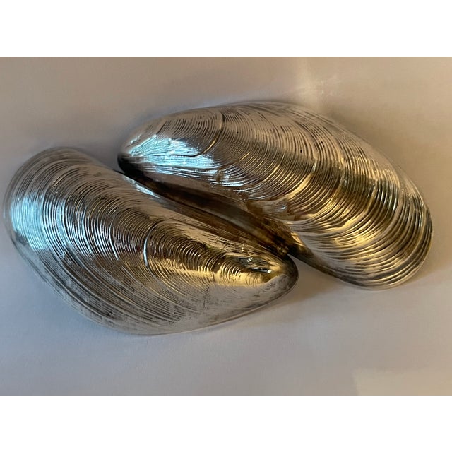 Vintage Silver Mussel Salt and Pepper Holder With Spoons - 3 PCS For Sale - Image 9 of 11