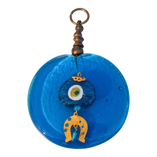 Blue Glass Wall Plaque Art For Sale