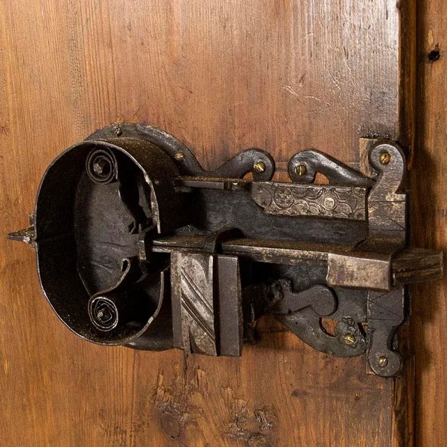 Wood Early 19th Century Antique Original Painted Break Down Armoire From Germany For Sale - Image 7 of 13