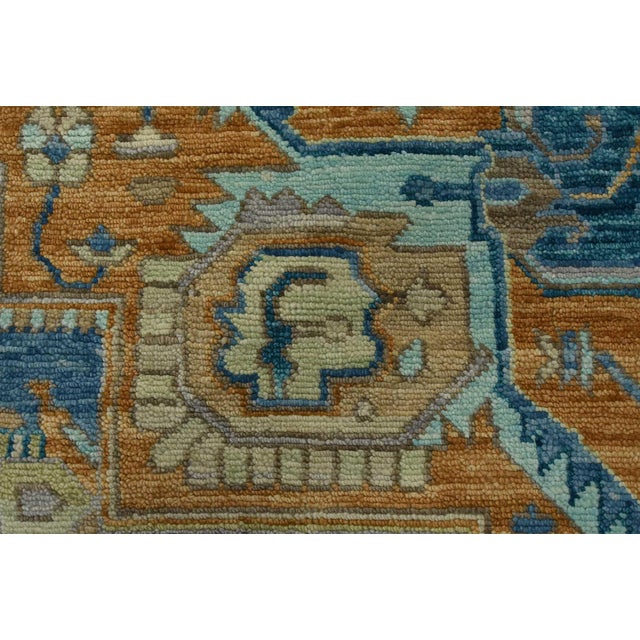 Serapi Rug 12’2” X 15’3” Blue Wool Tribal Hand-Knotted Oriental Carpet For Sale - Image 9 of 12