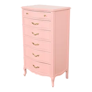 Drexel French Provincial Louis XV Pink Lacquered Lingerie Chest or Semainier, Newly Refinished