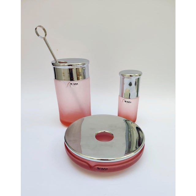 Vintage Italian Pink Murano Glass Bottle Tray and Punch Container from VeArt, 1980s, Set of 3 For Sale - Image 12 of 12