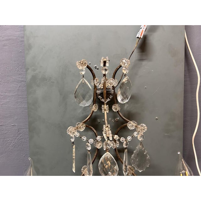 Vintage Crystal Wall Sconces, Italy, 1960s, Set of 2 For Sale - Image 11 of 12