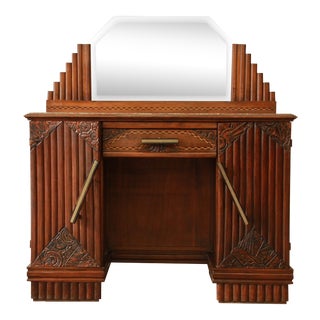 1930s French Art Deco Marble Top Vanity For Sale