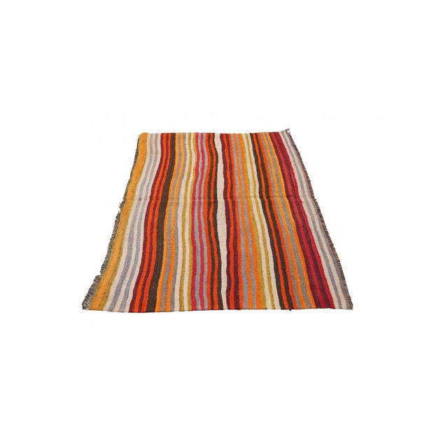 Mid-Century Modern Small Vintage Striped Kilim Rug - 3`3" X 5`11" For Sale - Image 3 of 6