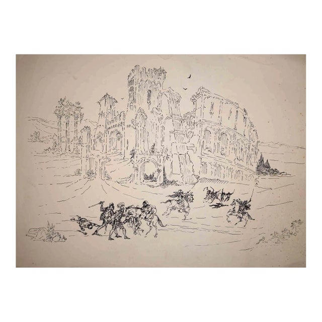 Roman Glimpses, Original Lithograph, Early 20th Century For Sale