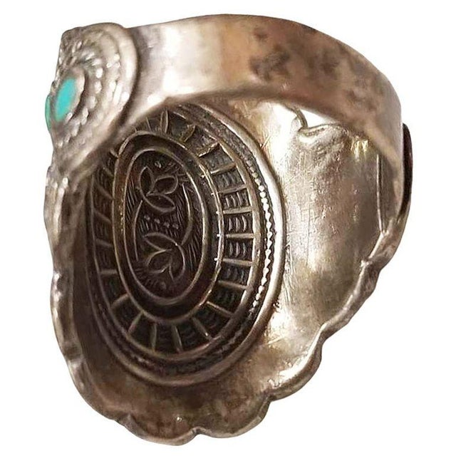 Late 20th Century Silver and Malachite Gemstone Ring Size 9.5 For Sale - Image 4 of 6