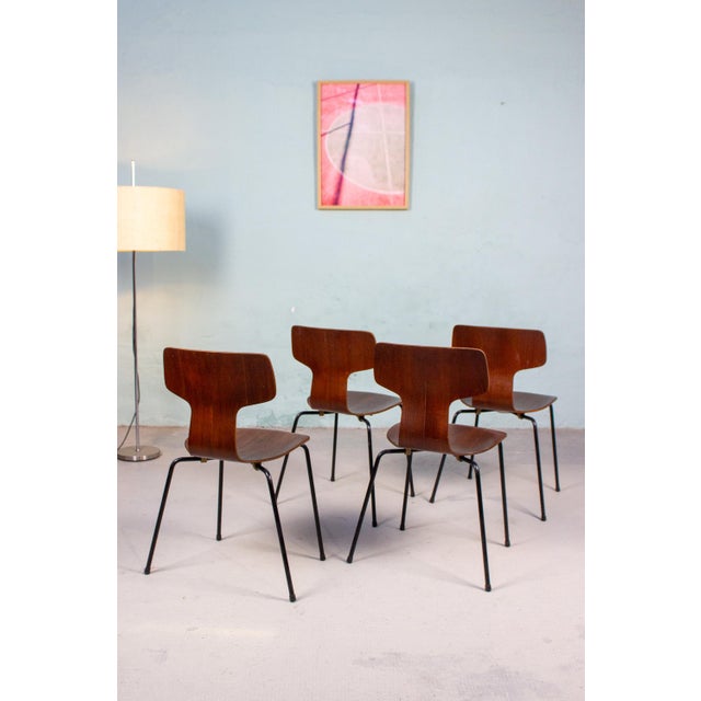 Mid-Century Modern Vintage 3103 Hammer Chairs by Arne Jacobsen for Fritz Hansen, 1960s, Set of 4 For Sale - Image 3 of 18