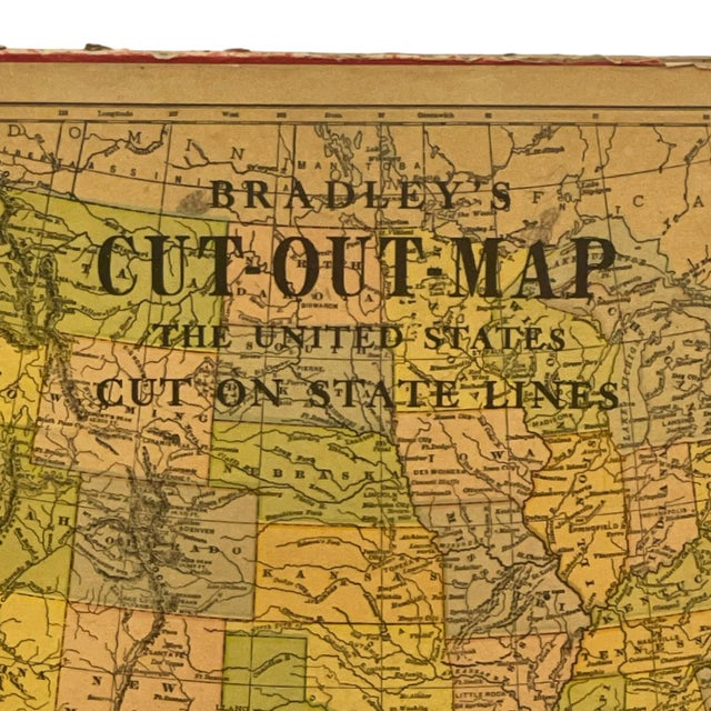 1970s Vintage Milton Bradley's Cut-Out Map of the United States. For Sale - Image 5 of 10