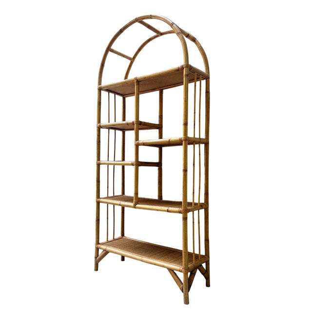 Bookcase in Bamboo, Malacca and Vienna Straw from Vivai del Sud, 1960 For Sale - Image 3 of 13