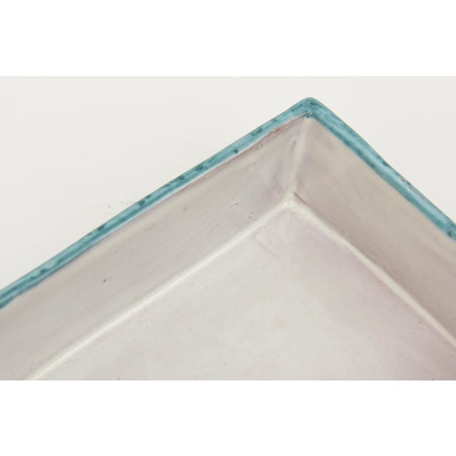 Vintage Raymor Ceramic Turquoise and White Flower Lidded Box Italian For Sale - Image 9 of 11