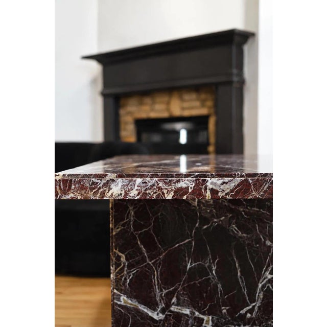Vintage Rosso Levanto Marble Dining Table | Italian Pedestal Plinth Desk, Four-Seater For Sale In Atlanta - Image 6 of 10