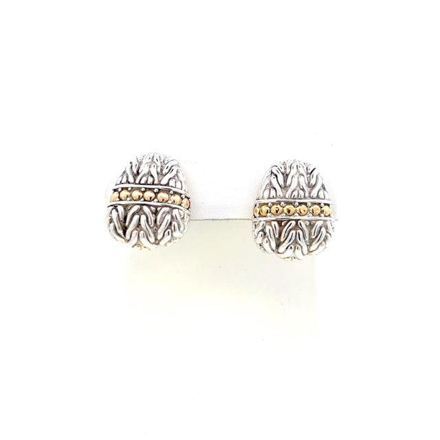 Contemporary 1990s John Hardy Estate Earrings Sterling Silver 18k Y Gold, 2 Pieces For Sale - Image 3 of 10