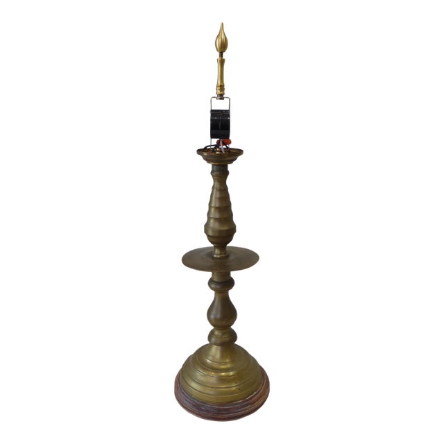 Vintage Brass Candlestick Lamp For Sale