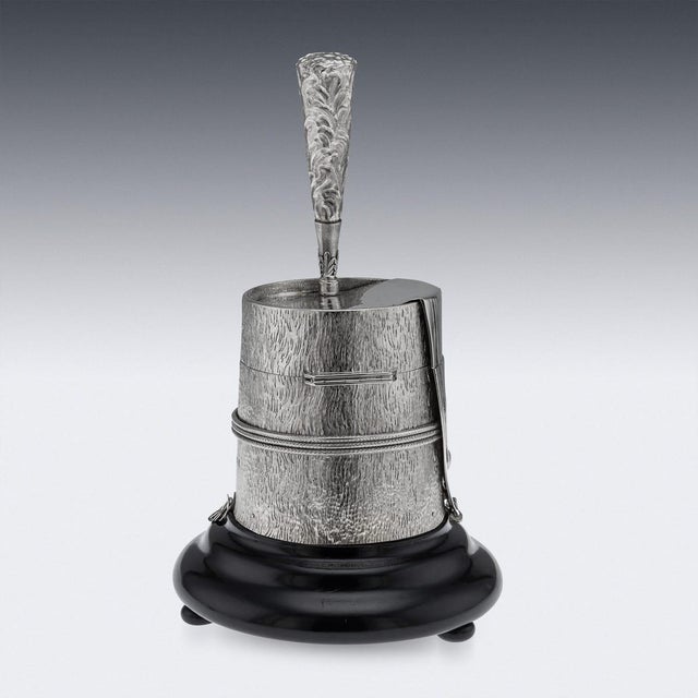 1900 - 1909 Antique Edwardian Silver Regimental Table Snuff Mull, 1908 For Sale - Image 5 of 17