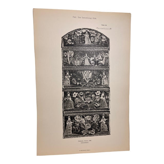 Antique Tapestry Women and Floral Print For Sale