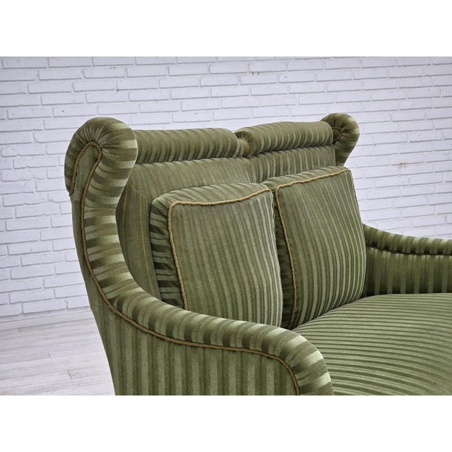 Vintage Danish Two-Seater Sofa in Green Furniture Velour, 1950s For Sale - Image 10 of 18