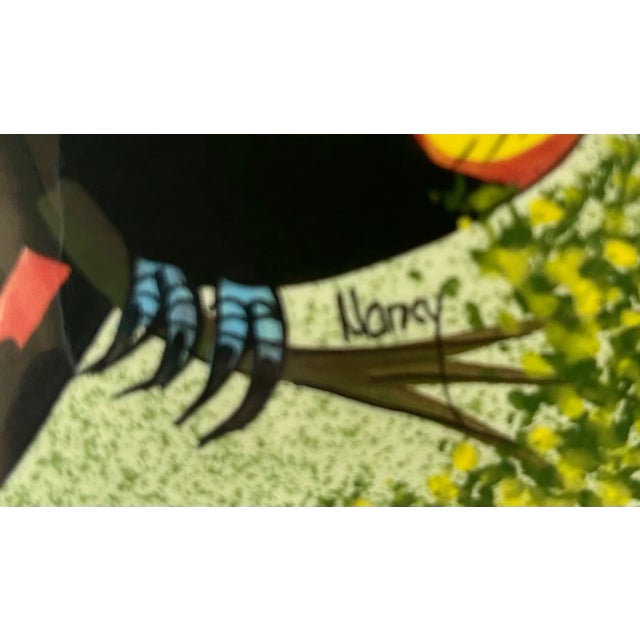 Folk Art Vintage Palm Beach Chic Hand Painted Toucan "El Paisaje" Napkin Holder, Signed by Artist For Sale - Image 3 of 11