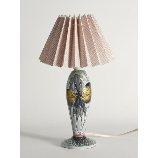 Metal Scandinavian Modern Ceramic Butterfly Motif Table Lamp by Tilgmans, 1955 For Sale - Image 7 of 15