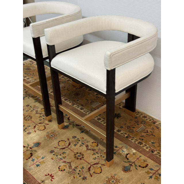 Design Plus Gallery presents a Pair of Cruise Counter Stools from Worlds Away. Perfectly tailored in crisp white...