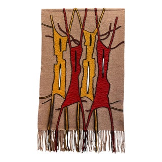 Abstract Hand Made Wool Tapestry by Milada Zachova, Czechoslovakia, 1970s For Sale