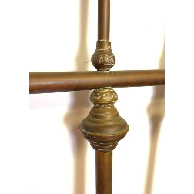 Metal Antique Art Nouveau Brass Full Bed With Scrollwork & Engraved Details, C. 1900 For Sale - Image 7 of 10