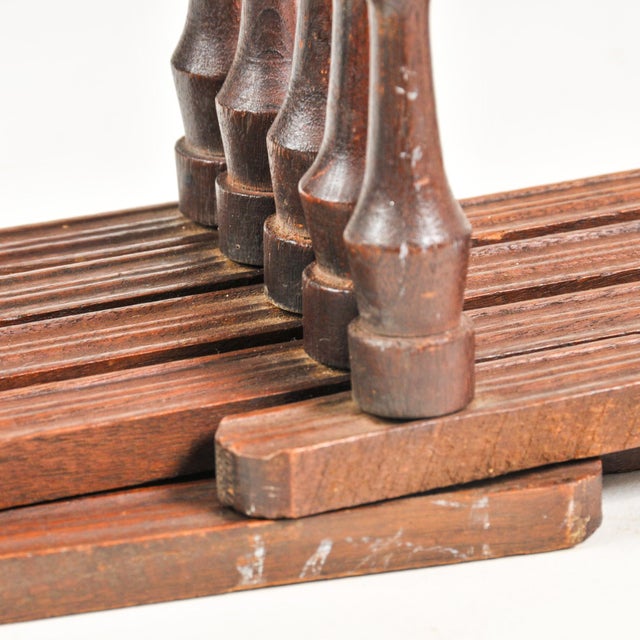 Antique Accordion Peg Holder With Porcelain Caps | Wall Mount Early 1900's Expandable Peg Rack For Sale - Image 10 of 14