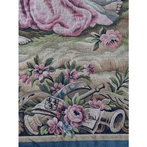 Mid-Century Jacquard Halluin Birds Offering Tapestry in the style of François Boucher, France, 1960s For Sale - Image 6 of 18