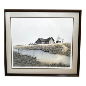 Butler Brown Hand-Signed & Remarqued Original Lithograph, the Old Georgia Farmhouse (1977), Franklin Mint Edition, Framed, Coa
