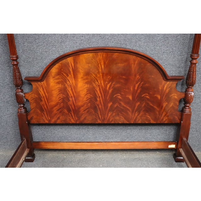 Thomasville Queen Size Mahogany Four Poster Bed With Flame Mahogany Headboard For Sale - Image 10 of 12