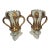Vintage Italy Dolphin Base & Double Snake Handle Gold & Grey Vases- a Pair For Sale