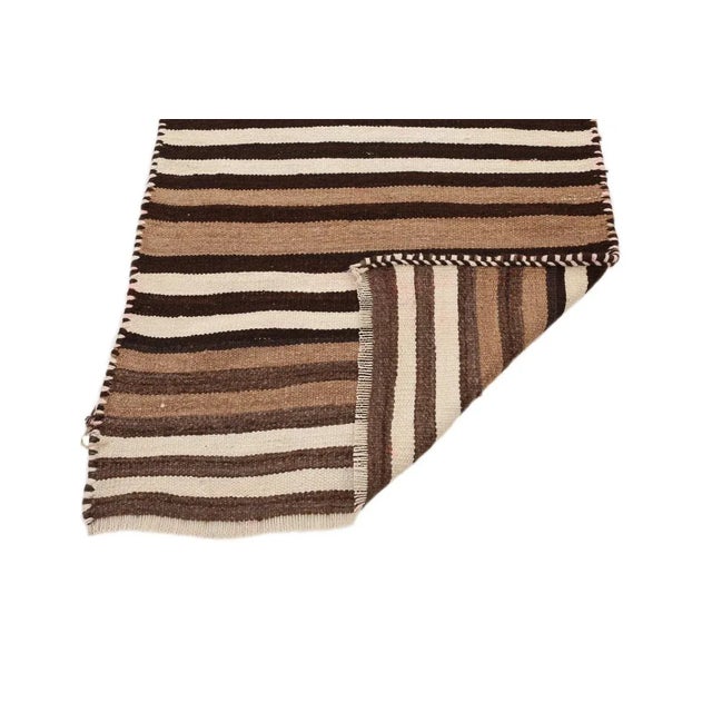 Mid 20th Century Mid 20th Century Striped Modern Brown Kilim Runner For Sale - Image 5 of 7