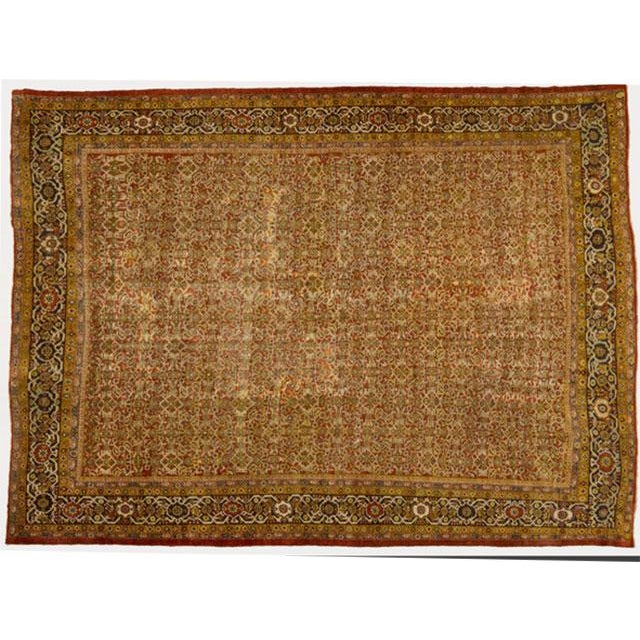 Green Antique Worn Out 12' X 12' Greenisg Gray Persian Mahal Rug For Sale - Image 8 of 11