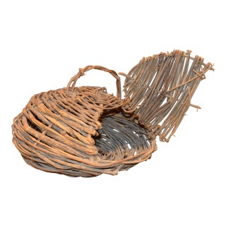 1960s Vintage Rustic Bird Basket For Sale