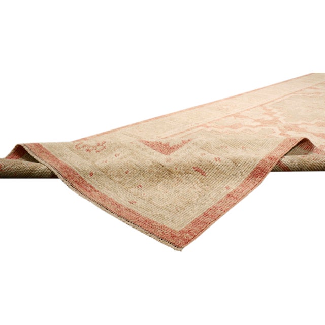 Pasargad Home Oushak Coral Wool Area Rug- 2'11" X 12' 9" For Sale In New York - Image 6 of 7