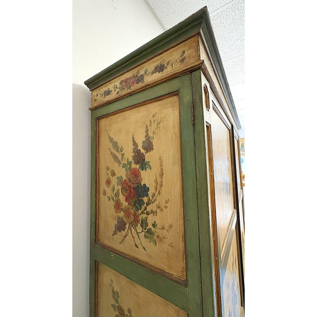 Vintage Tyrolean Painted and Lacquered Wardrobe Cabinet With Adjustable Shelves For Sale - Image 9 of 18