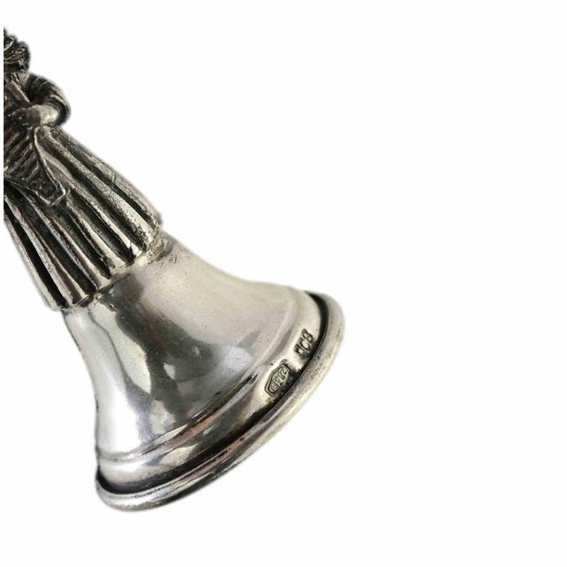 1960s Vintage Italian Sterling Silver Angel Bell Cherub Playing Pan Flute, 1960s For Sale - Image 5 of 6