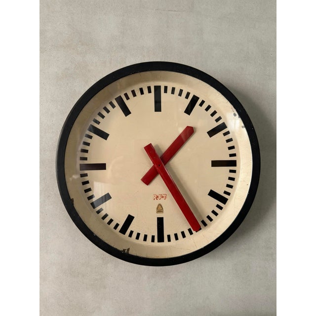 Metal Industrial East German Factory Clock by RFT, 1950s For Sale - Image 7 of 10