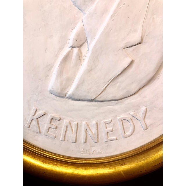 Early 20th Century Early 20th Century David Adickes, Texas Artist David Pryor Adickes John F Kennedy Bas Relief Painted Sculpture For Sale - Image 5 of 11
