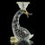 Beautiful, rare and large Murano hand blown crystal clear, controlled bubbles and gold flecks Italian art glass duck...