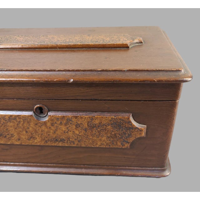 Antique Victorian Walnut Burl Wood Storage Box Removable Compartment Tray. Good antique condition, great patina, missing...